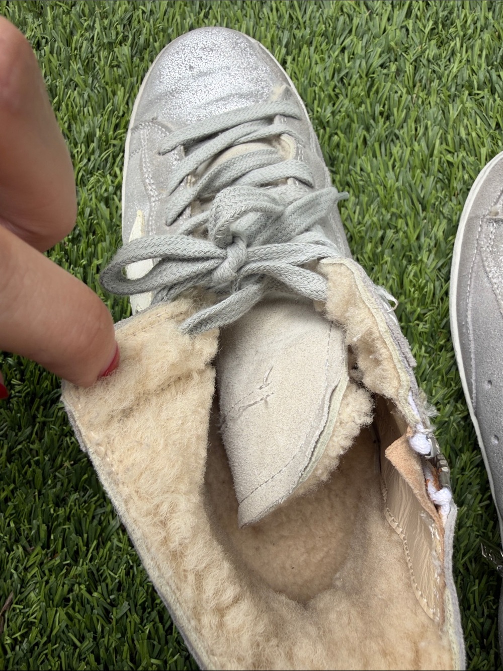 Golden Goose Silver High-Top Sneakers with Star - Picture 4 of 8